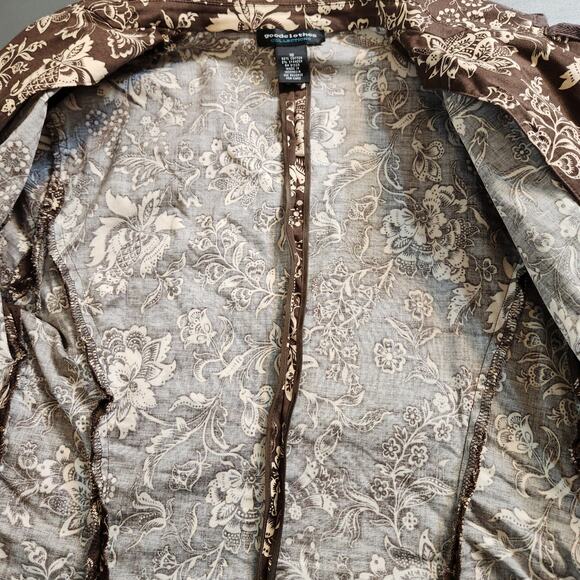 GOODCLOTHES COLLECTIONS Brown Beige Floral Damask Unlined Crop Pantsuit Women 10 - Picture 9 of 12